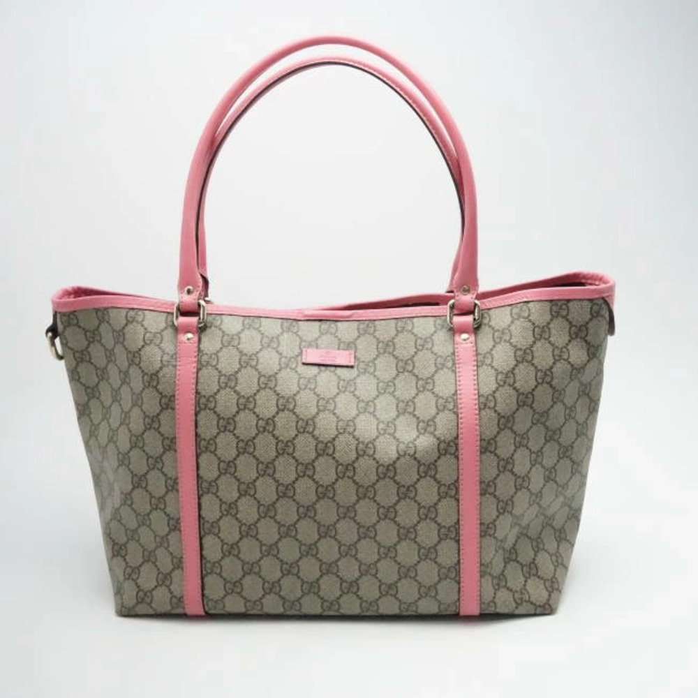 Gucci Tote bag White gold Leather Beige Pink